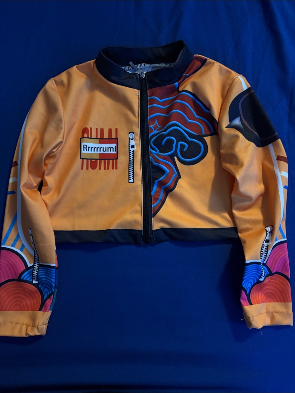 KPOP RUMII Kids Orange Graphic Zip-Front Jacket